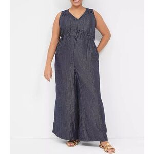 Lane Bryant Navy Striped Jumpsuit